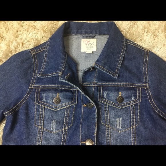 THE CHILDRENS PLACE Girls size 14 DESTROYED JEAN JACKET - Picture 2 of 4